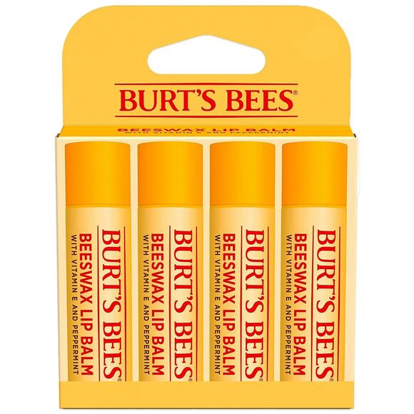 Burts Bees Lip Balms Original Flavor Box Of 4 Beeswax Vitamin E & Peppermint Oil - Picture 11 of 15